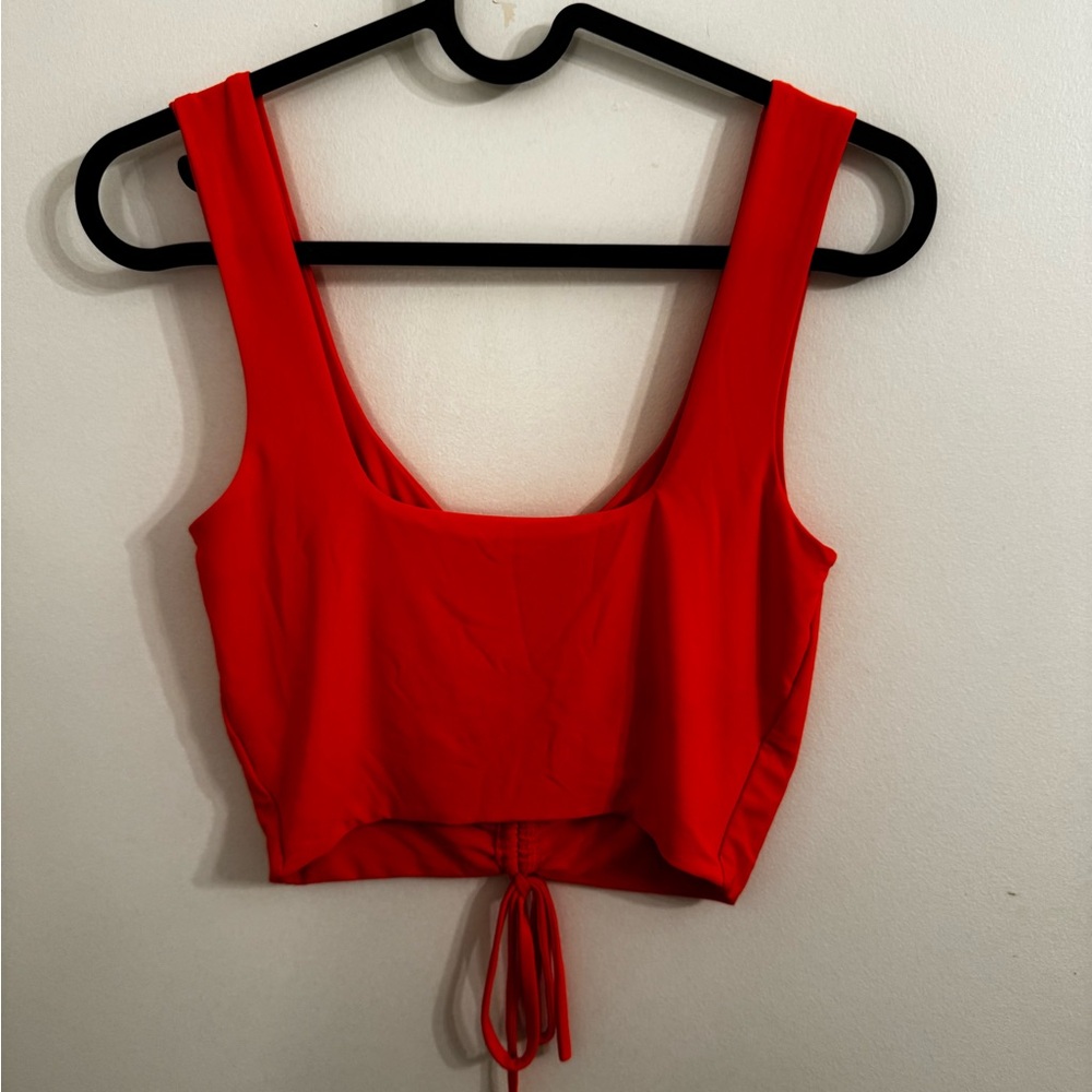 Orange Ruched Crop Top - Picture 2 of 3